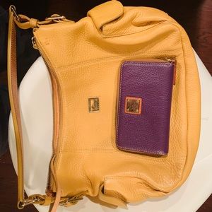 shoulder bag w/wallet used gold purse purplewallet